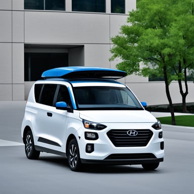 Go blue gopher in a white Hyundai Staria