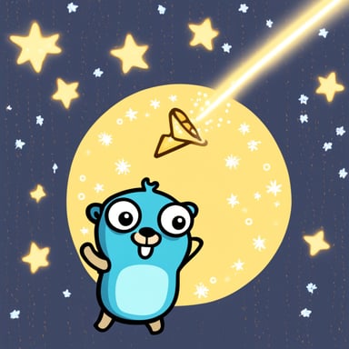 Go Blue Gopher with a wand, throwing sparkles everywhere, making everything look magical, transforms integers and strings to safe numbers.