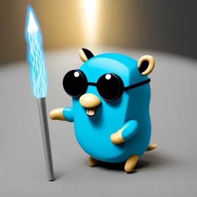 Go Blue Gopher is a blue and smiling gopher with a wand that prevents integers overflow.