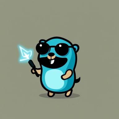 Go Blue Gopher is a blue and smiling gopher with a wand that prevents integers overflow.