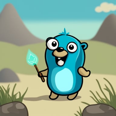 Go Blue Gopher is a blue and smiling gopher with a wand. He is surrounded with numbers and transforms them.