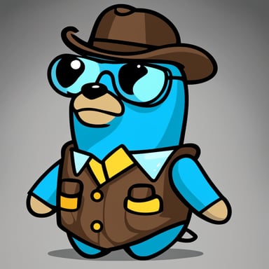 I want a mascot similar to the GoLang gopher, named Go Blue Gopher, reflecting a mighty data structures concept.