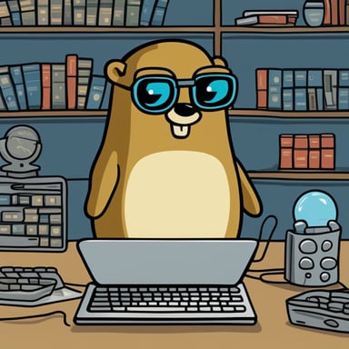 I want a mascot similar to the GoLang gopher, named Go Blue Gopher, reflecting a mighty data structures concept.