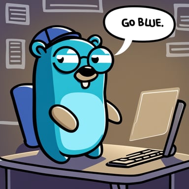 I want a mascot similar to the GoLang gopher, named Go Blue Gopher, reflecting a mighty data structures concept.