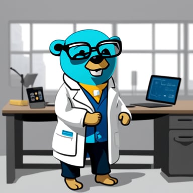 Go Blue Gopher Scientist Concept
Appearance: Go Blue Gopher wears a lab coat, symbolizing its role as a researcher or data analyst. The coat is clean and well-fitted, with a pocket protector for added personality.
Accessories:
- A pair of glasses to represent intelligence and precision.
- Clipboard or tablet in hand, showcasing its focus on data collection and metrics.
- Magnifying glass or microscope, emphasizing research and analysis.
Pose: Go Blue Gopher could be analyzing a graph or standing confidently with the clipboard/tablet, implying focus and determination.
Style: The style is fun and approachable, with vibrant colors like blue and green. The lab coat has a subtle accent color to add personality. The background is simple with data flow or abstract graph lines.
Go Blue Gopher conveys analysis, precision, and measurement, ideal for a performance tracking and optimization library.