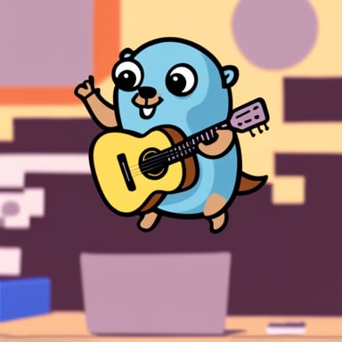 Go Blue Gopher playing guitar