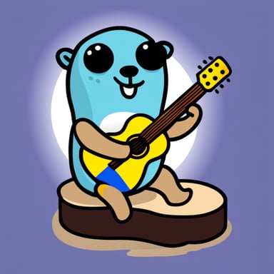 Go Blue Gopher playing guitar