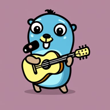 Go Blue Gopher playing guitar