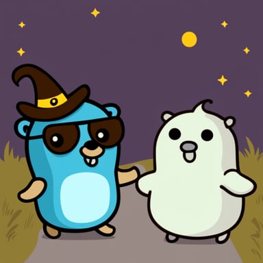 Go Blue Gopher as a happy gopher with a ghost Halloween costume.