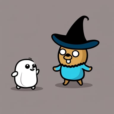 Go Blue Gopher as a happy gopher with a ghost Halloween costume.