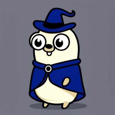 I want a mascot similar to the GoLang gopher, named Go Blue Gopher, wearing a ghost costume.