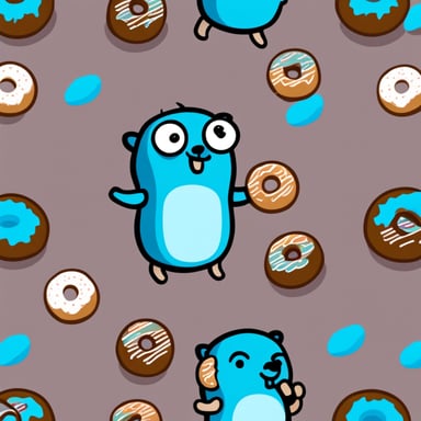 Go Blue Gopher with donuts is blue.