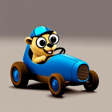 Go Blue Gopher sitting in a race car, no background, transparent. It'll be used for an avatar.