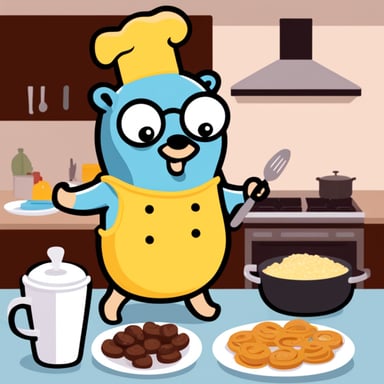 Cooking with Go Blue Gopher