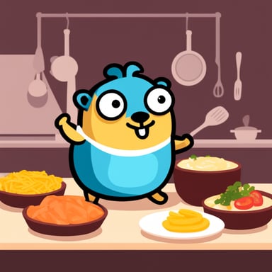 Cooking with Go Blue Gopher