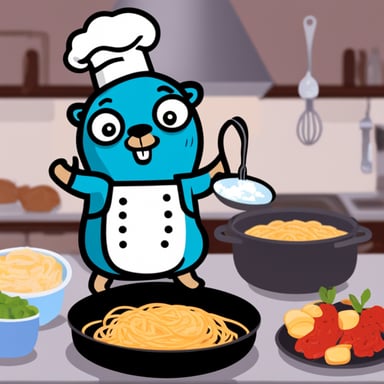 Cooking with Go Blue Gopher