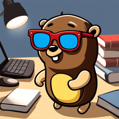 Go Blue Gopher explores a digital world, appearing as a college student with glasses, muscular, and brunet.
