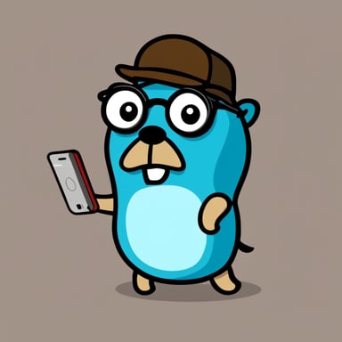 Go Blue Gopher explores a digital world, appearing as a college student with glasses, muscular, and brunet.