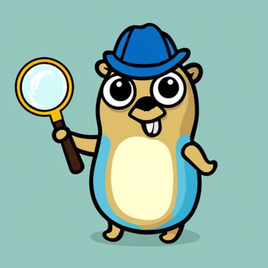 Go Blue Gopher with magnifying glass