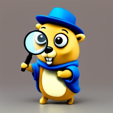 Go Blue Gopher with magnifying glass