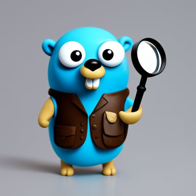 Go Blue Gopher with a magnifying glass.