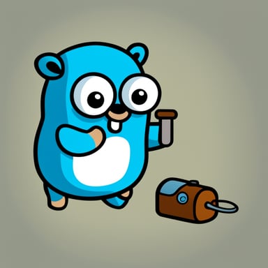 Cartoon Go Blue Gopher with a white t-shirt and with the message: Code The Go Way.