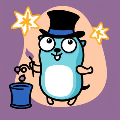 Go Blue Gopher as a magician pulling 3 small gophers out of a hat.