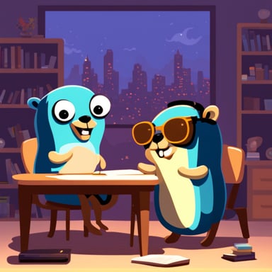Go Blue Gopher and his brother are programming.