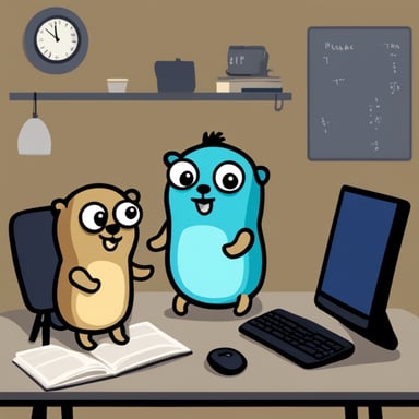 Go Blue Gopher and his brother are programming.