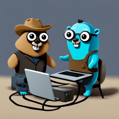Go Blue Gopher and his brother are programming.