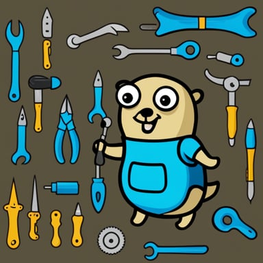 Go Blue Gopher working on tools