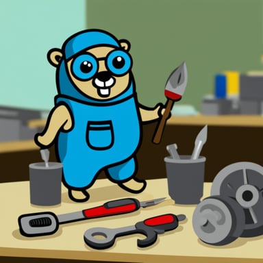 Go Blue Gopher working on tools