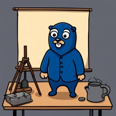 Go Blue Gopher as the character in a hangman setup.