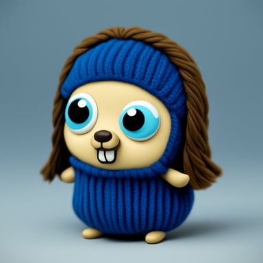 Go blue gopher as a long-haired Icelandic female.