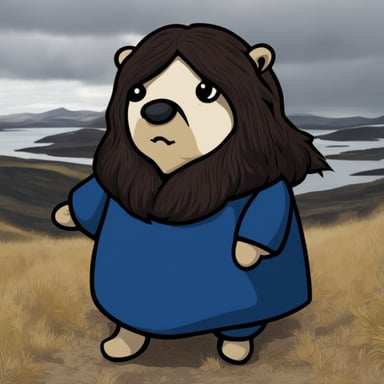 Go blue gopher as a long-haired Icelandic female.