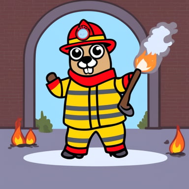 Go Blue Gopher as fireman gopher