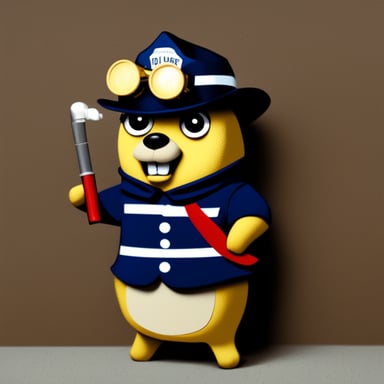 Go Blue Gopher as fireman gopher