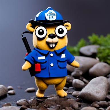 Go Blue Gopher as fireman gopher