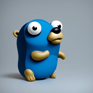 A Go Blue Gopher over a white background, no details, no lines, no dots, just white.