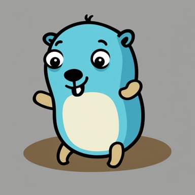 A Go Blue Gopher over a white background, no details, no lines, no dots, just white.