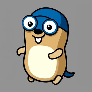 A Go Blue Gopher over a white background, no details, no lines, no dots, just white.