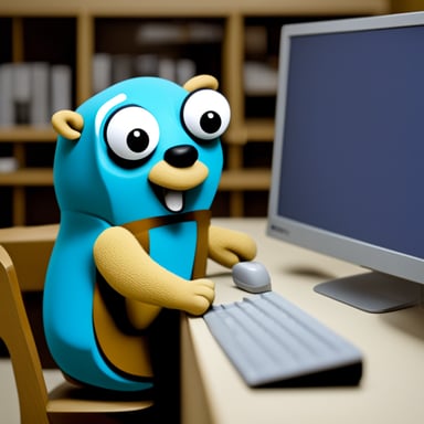 Go Blue Gopher uses computer.