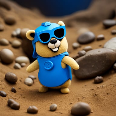 Go Blue Gopher, as a superhero, uses his incredible digging abilities to rescue people trapped during natural disasters. With his vibrant blue costume and unwavering courage, he's always ready to save the day.