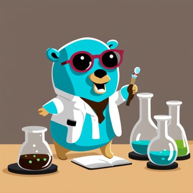 Go blue gopher is doing science experiments today.