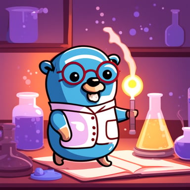 Go blue gopher is doing science experiments today.