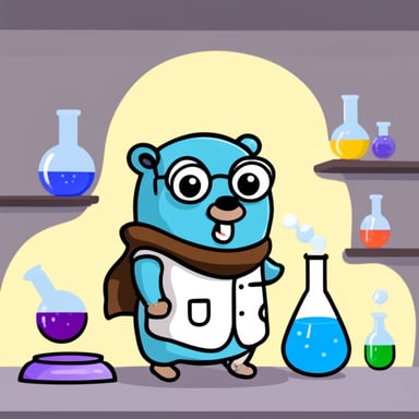Go blue gopher is doing science experiments today.