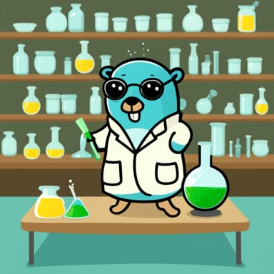 Go blue gopher is doing science experiments today.
