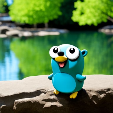 Go Blue Gopher watched the ducks swimming in the pond, enjoying the peaceful day.