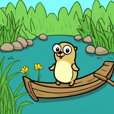 Go Blue Gopher watched the ducks swimming in the pond, enjoying the peaceful day.