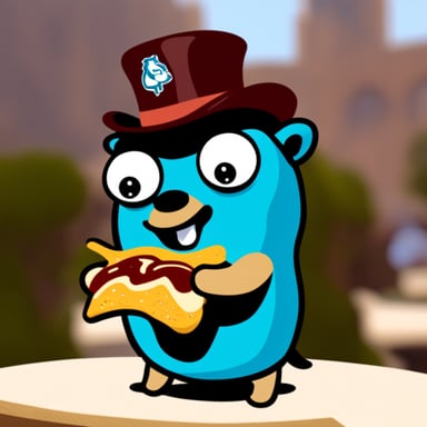 Go blue gopher enjoying a schnitzel.